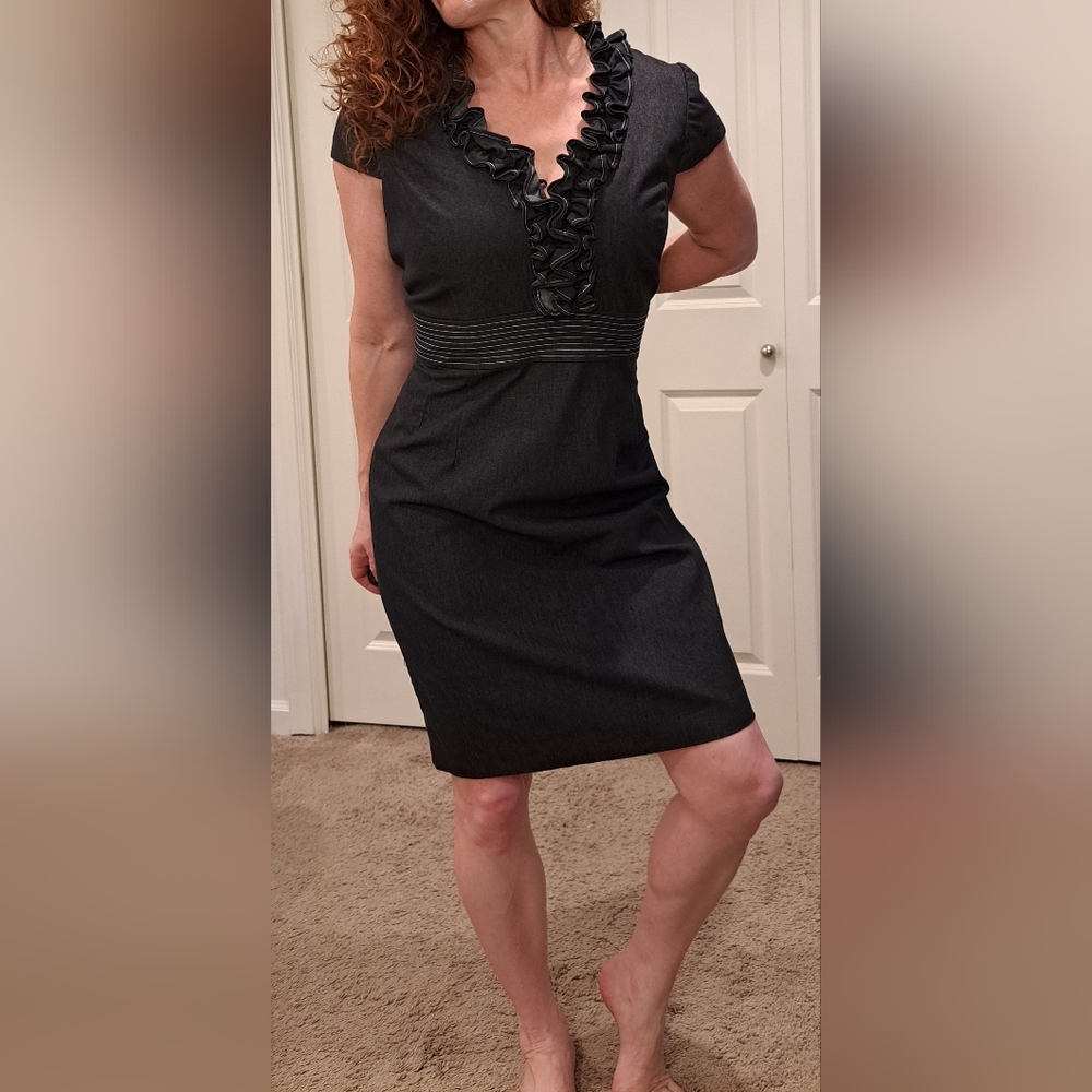 Elegant Black Jean Ruffled Dress